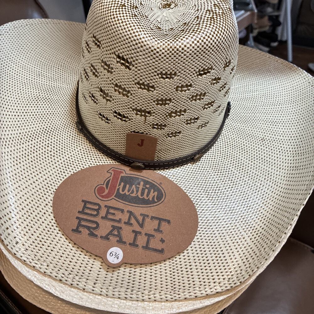 Justin Bent Rail Straw Cowboy Hat 6 3/4 NEW